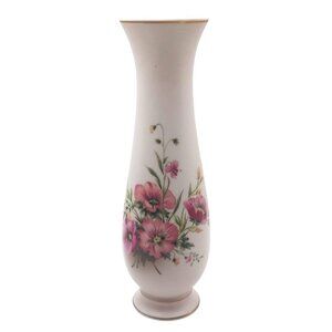 COR Crown Hibiscus Matte Porcelain Floral Bud Vase Japan 1988